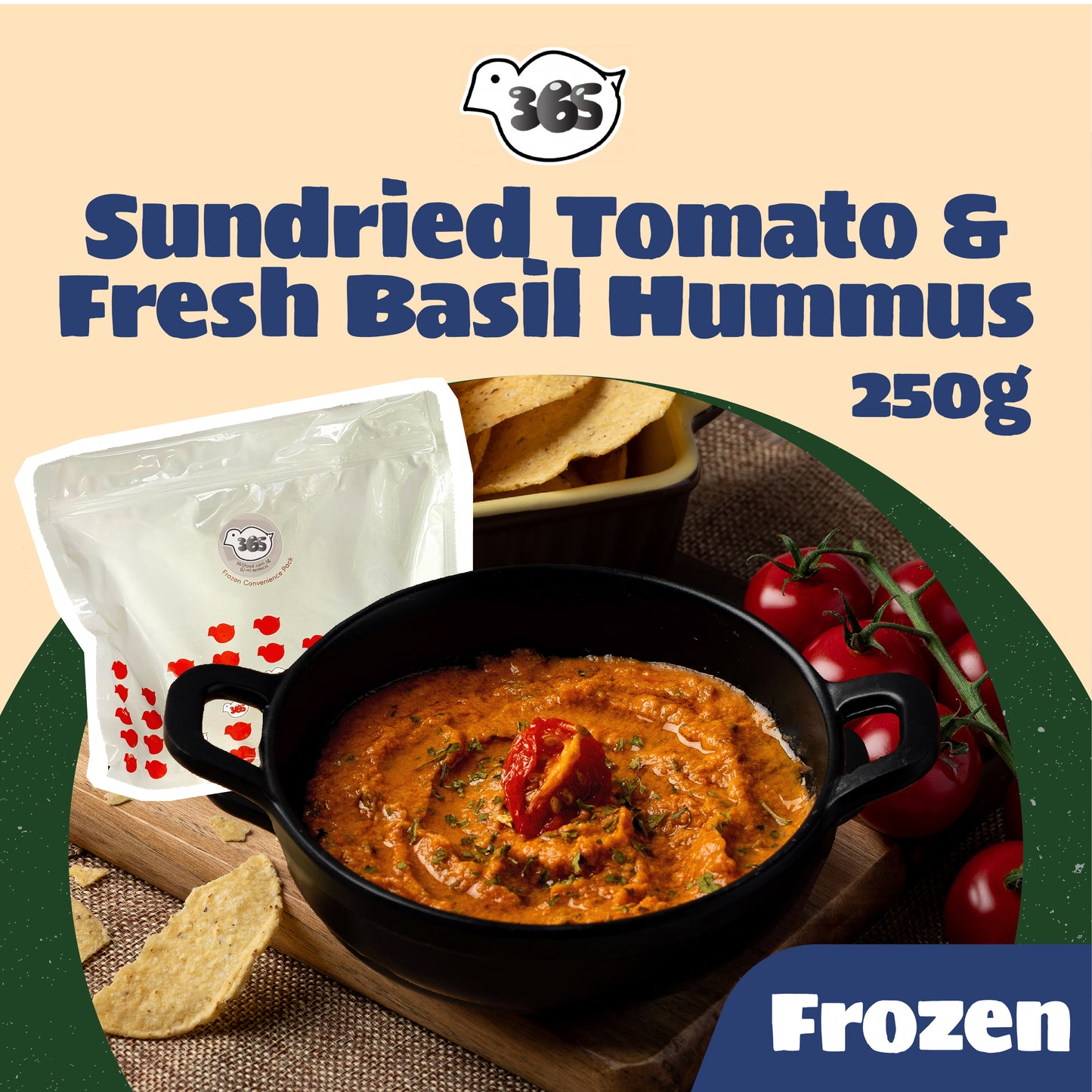 Sundried Tomato & Fresh Basil Hummus 250g